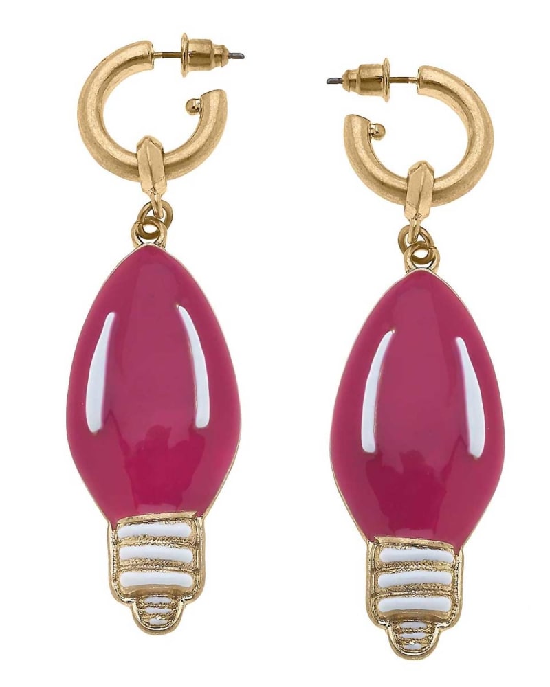 Front of a size O/S Women'S Noelle Light Bulb Earrings in Pink/White in Pink/White by CANVAS Style. | dia_product_style_image_id:331063